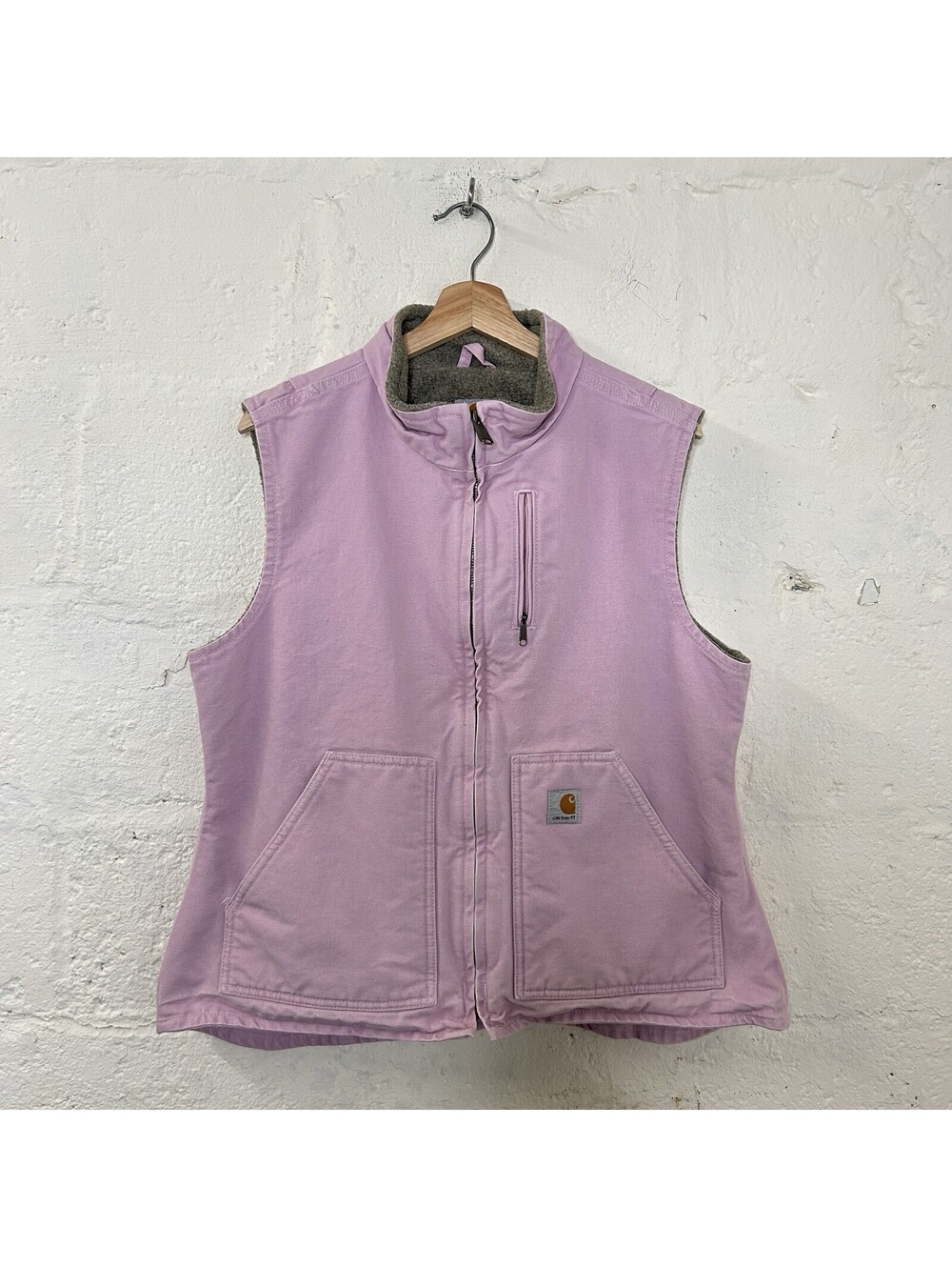 Y2K Carhartt Sherpa Mock-Neck Vest “Faded Petal Pink” WV001